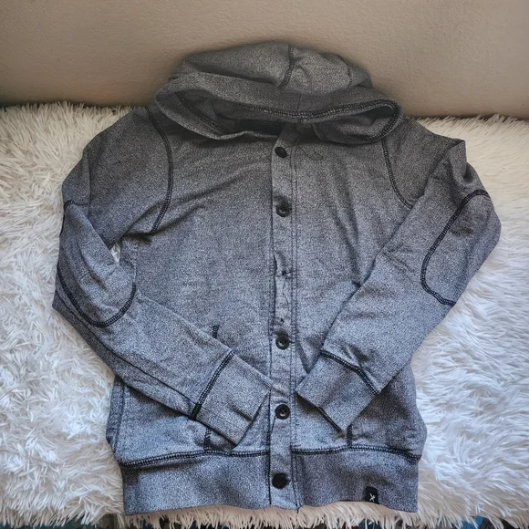 Men's Gray Button-Up Hoodie - Picture 2 of 10